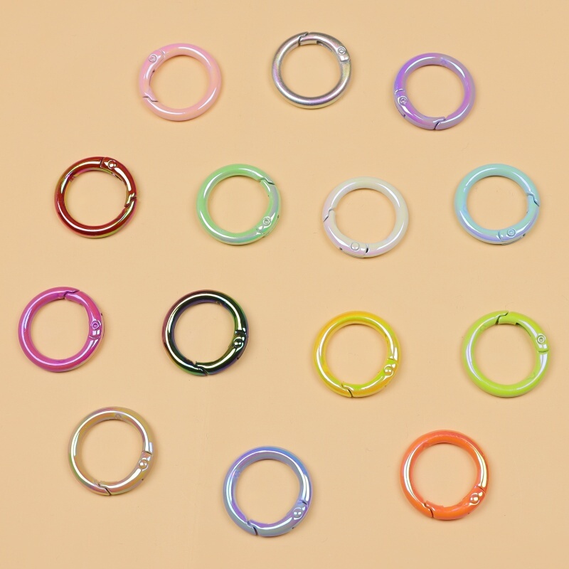 [Pack of 10] 2.5cm Colorful Mabe Spring Clasp, Colorful Silver-Plated Painted Door Clasp, DIY Keychain, Phone Chain