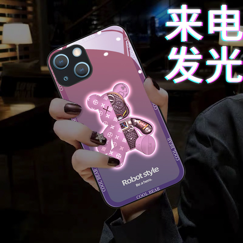 The asymptotic mechanical bear is suitable for Apple 13 mobile phone protection shell 13pro new iphone13 incoming glow 12promax protective sleeve 11 female x mesh red xr couples xs 