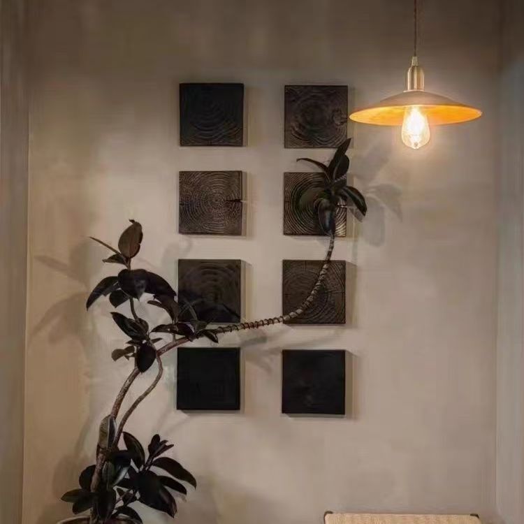 Wabi-Sabi Style Ornaments, Carbonized Wood, Annual Ring Wood Blocks, Decorative Paintings, Homestay Soft Furnishings, Home Goods, Clothing Store Decorations, Wall Decorations