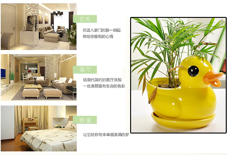 Yellow duck pot cartoon creative ceramic special offer a clearance other rich tree plant large contracted small tray