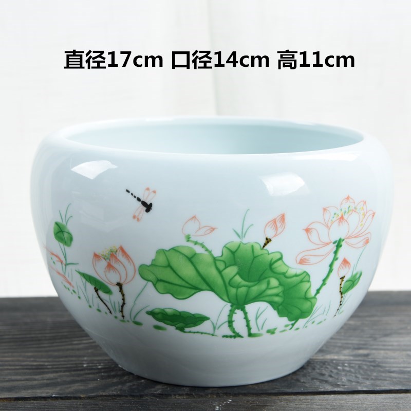 Lotus flower pot other ceramic hydroponic refers to small container without creative goldfish large pore water lily bowl Lotus grass cooper