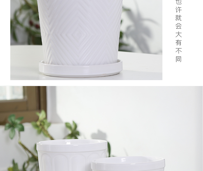 Boreal Europe style flowerpot contracted white ceramic creative move large flower pot tray other special offer a clearance, fleshy
