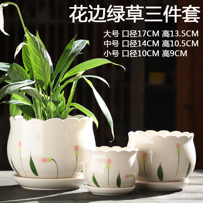 Contracted white flower pot ceramic heavy large special offer a clearance of creative move more than other small household meat potted flower