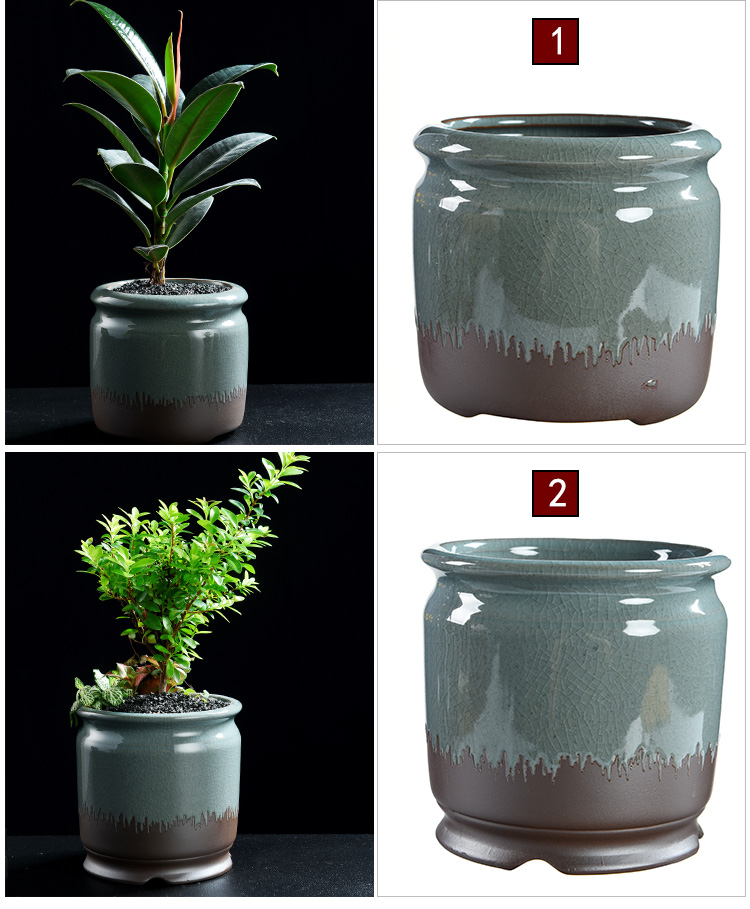 Purple sand flowerpot ceramic Chinese wind restoring ancient ways money plant air pot clay most creative flower pot meat meat meat the plants