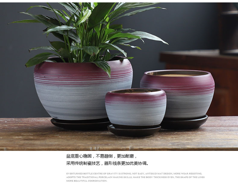 Flowerpot ceramic special offer a clearance of large household contracted wind belt tray in China creative move more than other meat Flowerpot