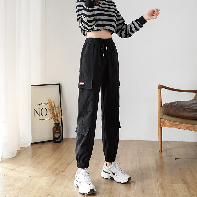 Black Cargo Pants for Women 2026 New Spring and Autumn Loose Jogger Pants Summer Thin Petite American Casual Long Pants