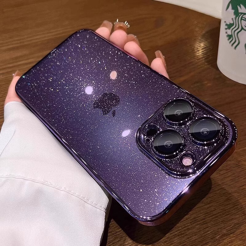 Brilliant Galaxy Suitable for Apple 15Promax Mobile Phone Case Starry Sky Glitter All-Inclusive 13Pro Ultra-Thin Hard Shell iPhone 14 Women's New Style with Lens Film 12Por Fashion 14 Trendy Brand 11