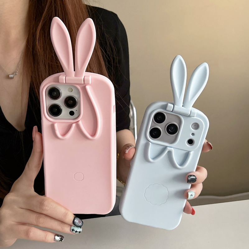 Cartoon 3D Small Animal Retro Rabbit Phone Case for iPhone 17 Pro Max, Apple 17 Silicone, Full Coverage for 16, Anti-Drop for 15, Stand for 86% off Models, Women's Model for 13, Pink Soft Case for 16 Pro Max