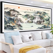 Mona Lisa cross stitch 2021 thread embroidery new living room large atmospheric landscape landscape painting running water making money full of embroidery