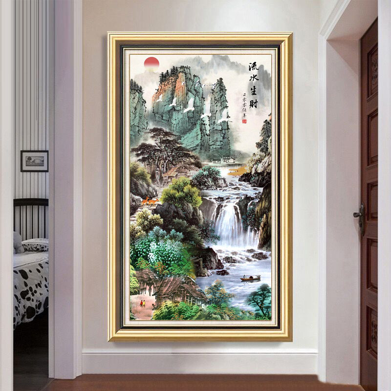 Mona Lisa cross stitch 2021 living room new water money landscape painting landscape vertical version of the entrance large line embroidery
