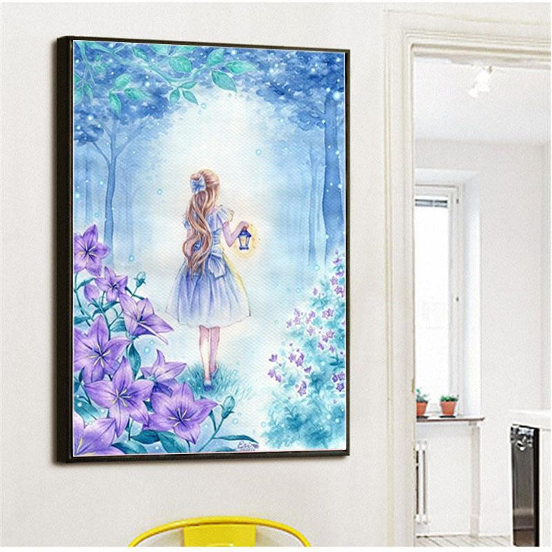 Cross embroidered 2021 new line embroidered living room Small bedroom small piece yourself embroidered with cartoon cute and simple fresh