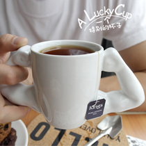 Creative muscle men coffee cup ceramic with spoon water Cup trend personality men and women shape couple mug gift