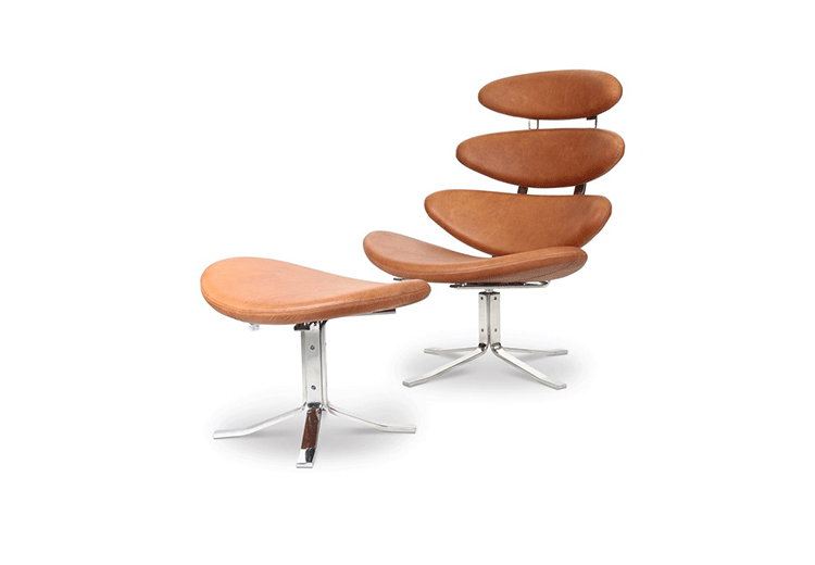 JuLanMake thiết kế nội thất sáng tạo CORONA LOUNGER GHẾ VÀ ghế tựa OTTOMAN - Đồ nội thất thiết kế sofa da nhập khẩu
