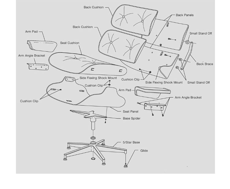 JuLanMake thiết kế nội thất ghế bành bọc da EAMES LOUNGE CHAIR - Đồ nội thất thiết kế ghế xoay văn phòng