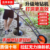 Five sheep push type agricultural digging pit petrol engine imported high-power land drill ice piling hole planting tree deity