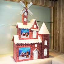 Christmas Snow House Wood Snowhouse Festive Decorations Hem Accessories Electric Rotary Windmill Bright Lights Castle Size