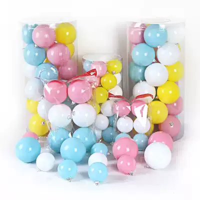 Macaron Christmas ball Pink Blue yellow 4cm6 8cm barrel ball Christmas tree decoration supplies