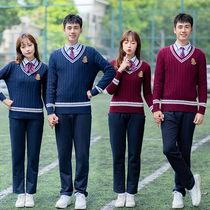 Long sleeve sweater Three sets of school uniforms suit High School students Inlenwind High School College Wind Class Autumn Winter Games