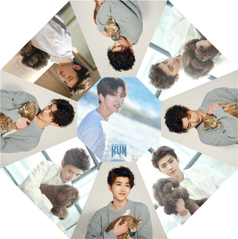 Cai Xukun starry sky umbrella kunikun star surrounding should help vinyl sunshade birthday gift custom umbrella for men and women