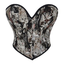 European and American party stage outfit corset cat pattern push-up tube top with breast support for women to show their height and shape their body to wear outside
