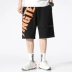 Mùa hè in quần short màu cam nam quần ống rộng năm điểm xu hướng phiên bản Hàn Quốc của quần thể thao trẻ trung kích thước lớn - Crop Jeans