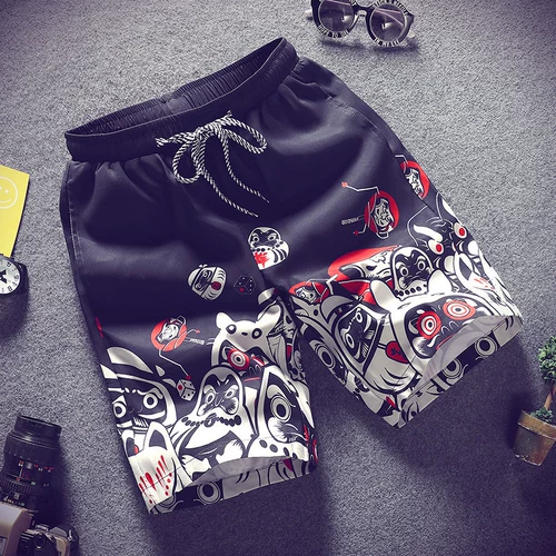 Мужские летние быстросохнущие штаны, пляжные шорты, свободный крой, цветочный принт