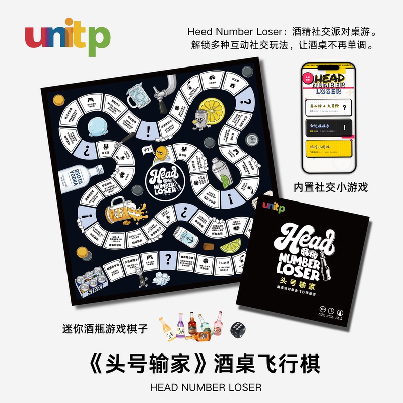 The Original Board Game of "Number One Loser" Is a Drinking Game and Party Game for Team Building and Social Interaction, Suitable for 2-8 Players