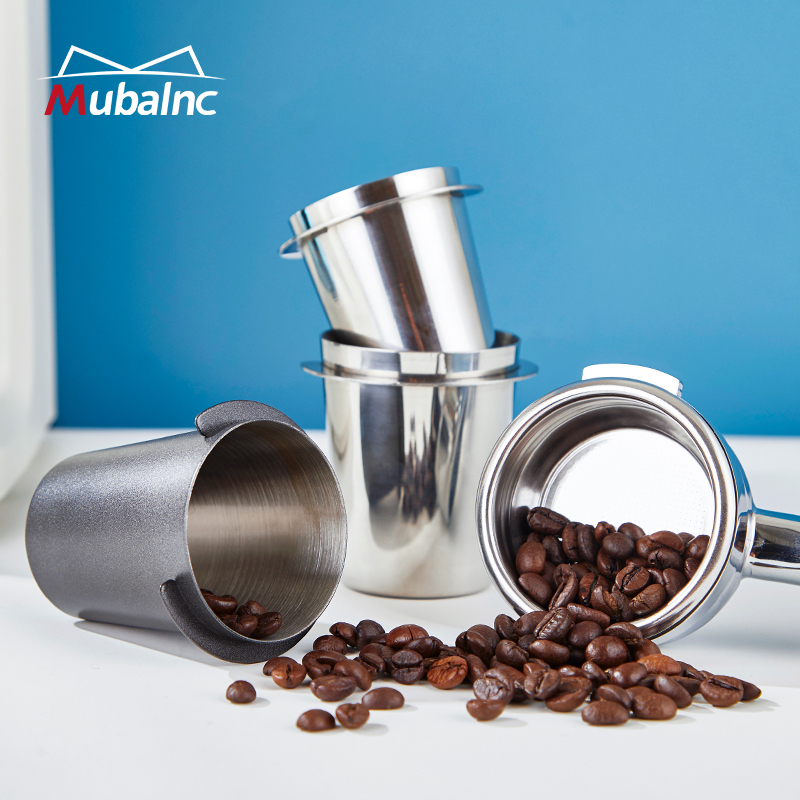 Mubalnc Coffee Machine Powder Receiving Cup 51/58mm Stainless Steel Handle Inverted Powder Dispenser Hand-Brewed Coffee Aroma Cup