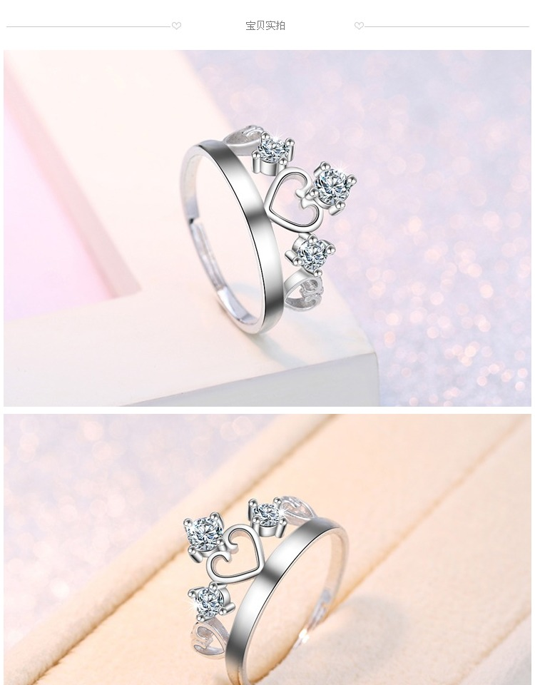 S925 sterling silver ring nữ mô hình mở sống đơn giản Nhật Bản và Hàn Quốc phiên bản của hôn nhân mô phỏng kim cương nhẫn vàng trắng sinh viên trang sức bạc