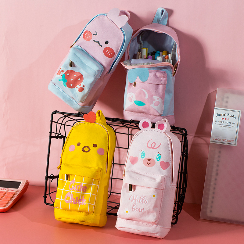 Day Inches Teenage Girl Cute Pen Bag Large Capacity Elementary School Kids With Junior High School Cartoon Sex stationery bag Jane about creative personality Blame Canvas Lead Pencil Case Teenage Girl Hearts Canvas Bag children