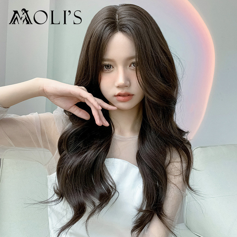 2022 new high-end front lace invisible realistic female wig handloom headgear mesh red air-browsed sea wave