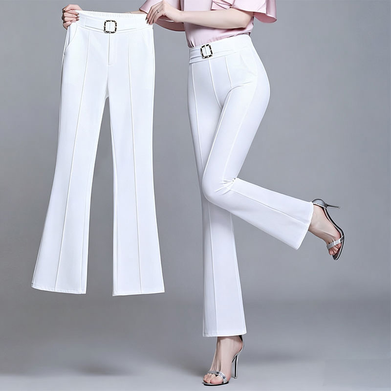 Drapey Wide-Leg Fashion Suit Pants for Women, High-Waisted, Spring and Summer Thin Style, Loose, Slimming, Slightly Flared, Cropped Bell-Bottom Pants