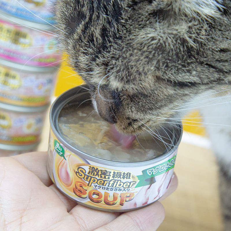Кошки закуски 土猫宠物 日本激密纤维去毛球猫罐头80g24罐成幼猫浓汤罐湿粮零食