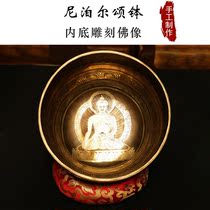 Nepal Handmade Bowl Engraving Statue Statue of the Buddha Statue of Sanskrit Buddha Soundbowl Bronze yoga Yoga Silence Bowl of Tibetan Songbowl