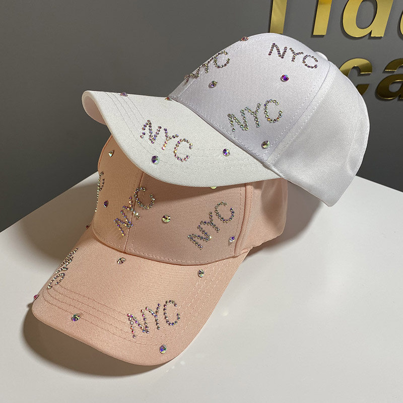 网红同款NYC水钻棒球帽女逛街时尚鸭舌帽旅游百搭防晒遮阳帽子男详情图6