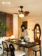 Vintage Cream-Style Ceiling Fan Light for Dining Room, Bedroom, Café, Retro Fan Light with Nanyang Banana Leaf Design, Variable Speed Fan Light