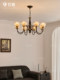 French Mid-Century Style Living Room Chandelier 2025 New American Retro High-End Petal Glass Lampshade Hall Lamps