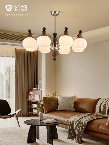 French-Style Mid-Century Living Room Chandelier, American Retro Solid Wood High-End Dining Room 2025 New Model, Whole House Zhongshan Lighting Fixtures