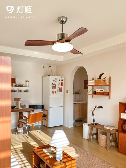 French Retro Electric Fan Chandelier Bedroom Silent Strong Wind Solid Wood Ceiling Fan Lamp Medieval Dining Room Living Room Fan Lamp
