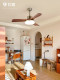 French Retro Electric Fan Chandelier Bedroom Silent Strong Wind Solid Wood Ceiling Fan Lamp Medieval Dining Room Living Room Fan Lamp