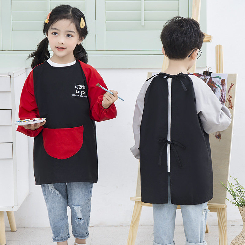 Children's Katong Paints Paints Anti-dirty Long sleeves Skirt Kid Waterproof Hood Clothes Kindergarten Breathable Anti-Wear and Autumn Winter