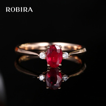 Nobia jewelry 0 5 carat natural pigeon blood red gem ring 18K gold inlaid diamond