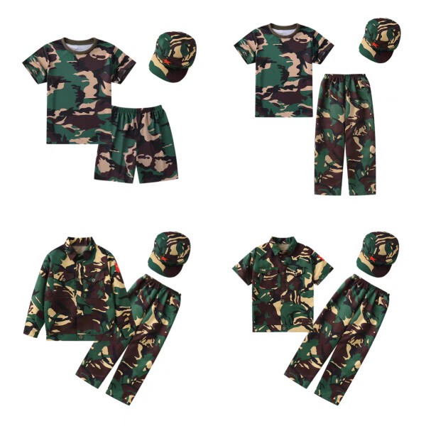 Children's Camouflage Uniform Set, High School Boys and Girls Summer Camp Military Training Uniform, Full Set of Kindergarten Performance Clothing, T-Shirt for Summer Children's Camouflage Uniform Set, High School Boys and Girls Summer Camp Military Training Uniform, Full Set of Kindergarten Performance Clothing, T-Shirt for Summer