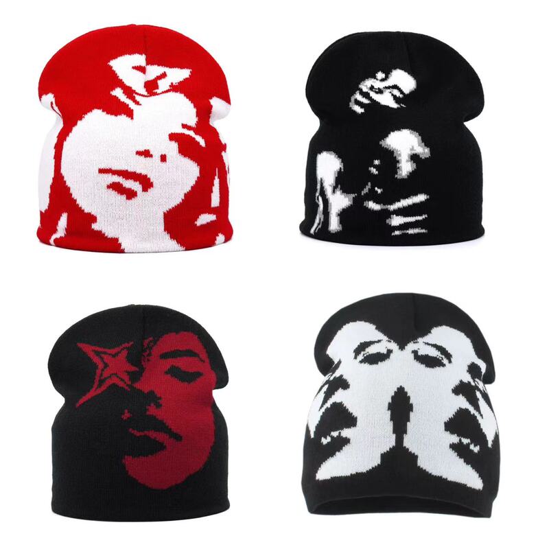 Punk Rock Subculture Virtual Avatar Punk Casual Versatile Hip-Hop Personality Niche Cool Hat Knitted Hat