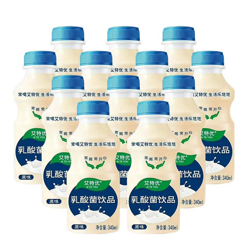 乳酸菌饮品益生菌牛奶酸奶原味儿童饮料340ml整箱12瓶
