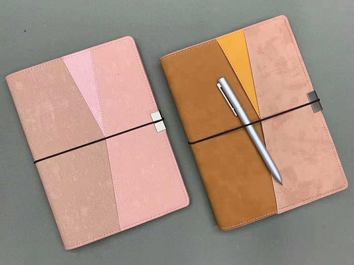 Shanghai Notebook manufacturer A5 notepad Private printed LOGO business gift tricolor splicing notebook printed