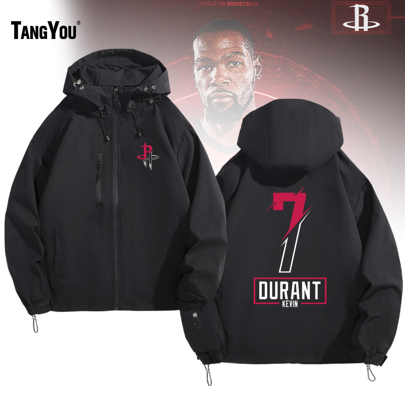 American Basketball Training Jacket Rockets No. 7 Durant Jersey Casual Game Fan Jacket