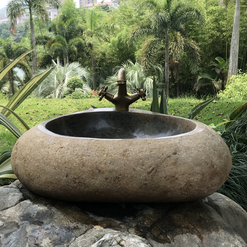 Stone wash basin garden art basin outdoor raw stone washbasin courtyard natural pebble pool extra large
