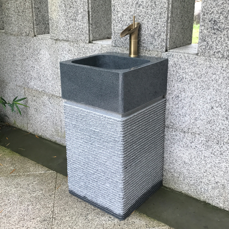 Stone wash basin integrated courtyard floor-to-ceiling column basin outdoor garden marble washbasin outdoor pool