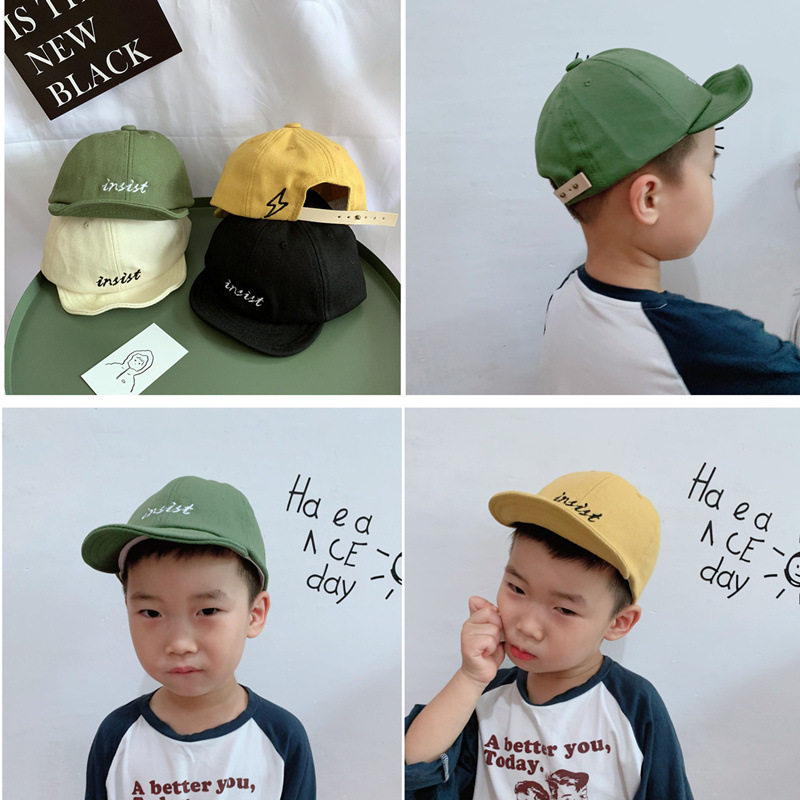 Parent-child hat Japanese retro Joker flip-over baseball cap letters men and women children casual cap soft cap spring and autumn